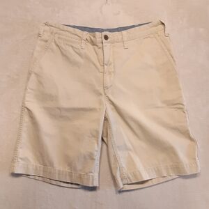Polo Mens Relaxed Fit Chino Shorts 32 Beige Navy Embroidered Pony Logo 9" Inseam